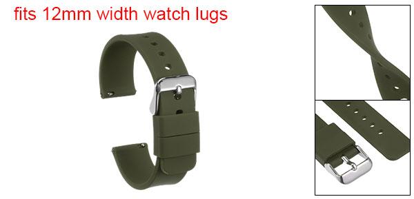 uxcell シリコン時計バンド 12 mm幅 クイックリリース 柔らかい ゴム 交換用時計ストラップ ステンレスバックル付き 男性女性用 グリーン