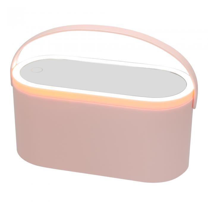 VOCOSTE ポータブル化粧器 LED照明ミラー付き 旅行用 タッチスイッチミラー 化粧ボックス ピンク