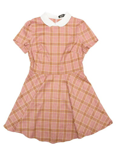 Allegra K 丸襟 チェック ワンピース フレアワンピース ドレス 半袖 襟付き 細身 可愛い レディース ピンク XL Allegra K 丸襟 チェック ワンピース フレアワンピース ドレス 半袖 襟付き 細身 可愛い レディース ピンク XL