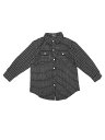 Allegra K レディース ツイード シャツ ジャケット チェック柄 長袖 ゆったりシャツ ブラック S