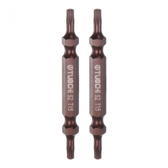 uxcell T15 磁気 両頭ドライバービット S2 鋼鉄の固体 トルクスドリルビット ハードウェアの付属ツール..