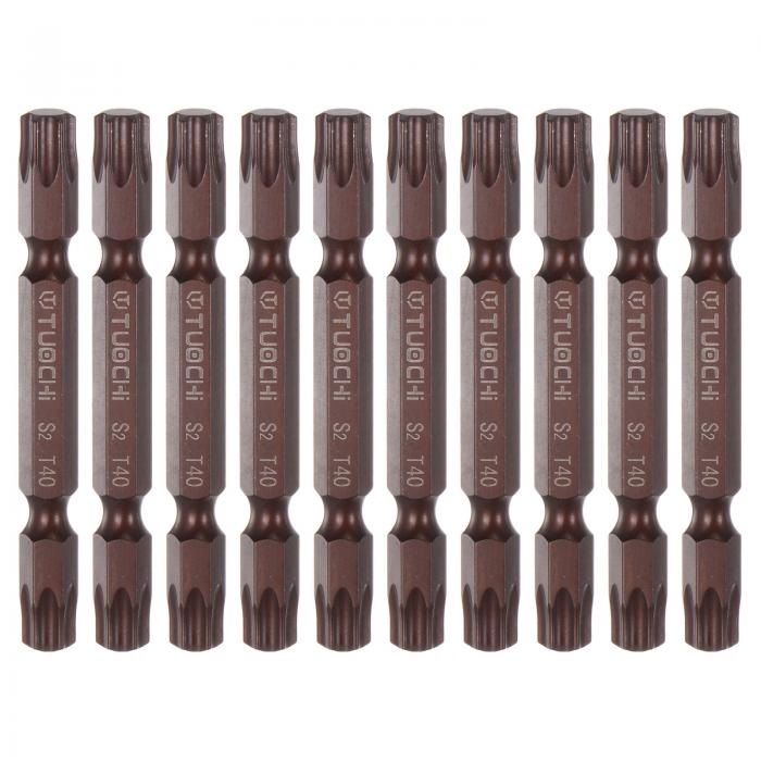 uxcell T40 磁気 両頭ドライバービット S2 鋼鉄の固体 トルクスドリルビット ハードウェアの付属ツール..