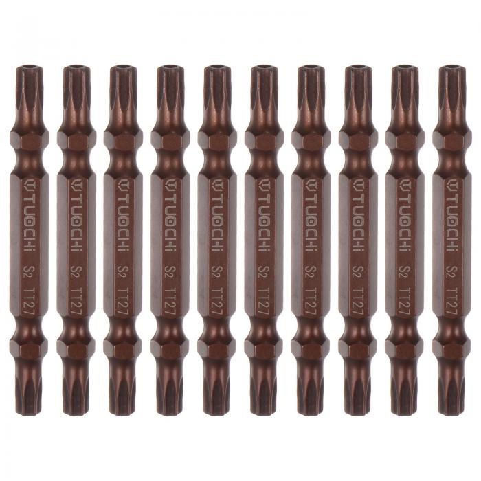 uxcell T27 磁気 両頭ドライバービット S2 鋼鉄中空 トルクスドリルビット ハードウェアの付属ツール ..