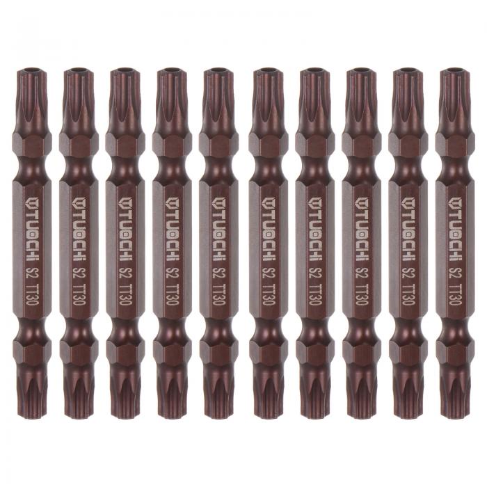 uxcell T30 磁気 両頭ドライバービット S2 鋼鉄中空 トルクスドリルビット ハードウェアの付属ツール ..