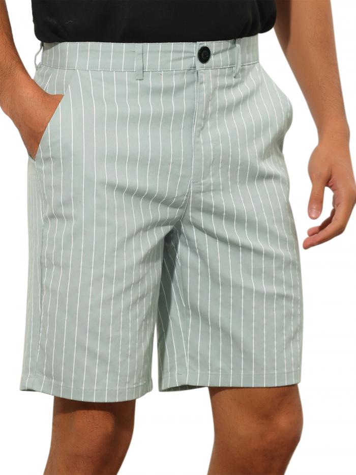 Lars Amadeus ショートパンツ ストライプ チノパン ドレスショーツ レギュラーフィット 軽量 ビジネス メンズ グレー 30