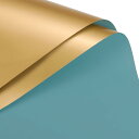 uxcell 両面カラー フラワー包装紙 フラワーラッピングペーパー グレーブルー+ゴールド 58cm x 58cm 防水 フラワーショップ 花束用品 DIY工...