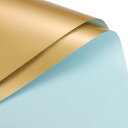 uxcell 両面カラー フラワー包装紙 フラワーラッピングペーパー ライトブルー+ゴールド 58cm x 58cm 防水 フラワーショップ 花束用品 DIY工...