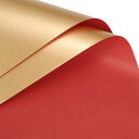 uxcell 両面カラー フラワー包装紙 フラワーラッピングペーパー ワインカラー+ゴールド 58cm x 58cm 防水 フラワーショップ 花束用品 DIY工...