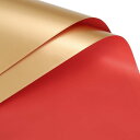 uxcell 両面カラー フラワー包装紙 フラワーラッピングペーパー レッド+ゴールド 58cm x 58cm 防水 フラワーショップ 花束用品 DIY工芸品 ...