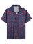 Lars Amadeus ビーチシャツ サマー プリントシャツ 半袖トップス カジュアル ボタンダウン メンズ ネイビーレッド S
