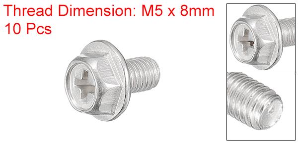 uxcell プラス六角頭フランジボルト M5x8 mm 304ステンレス鋼 六角プラスフランジヘッド 六角ボルト機械ネジ 10個 2