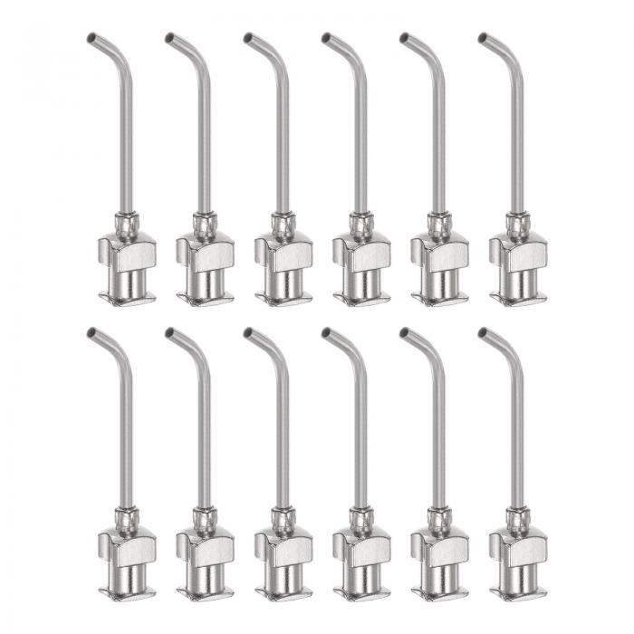 uxcell 分注針 15ゲージ 鈍いヒント 45度 曲がった分注針 ルアーロックコネクタ付き インクカートリッジ用 接着剤 注射器 木工 12個 25mmステンレス鋼