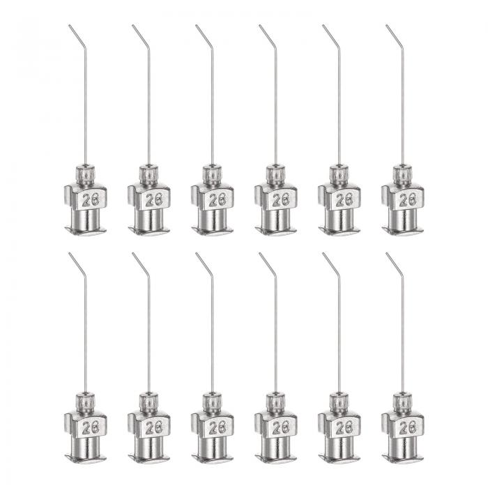 uxcell 分注針 26ゲージ 鈍いヒント 45度 曲がった分注針 ルアーロックコネクタ付き インクカートリッジ用 接着剤 注射器 木工 12個 25mmステンレス鋼