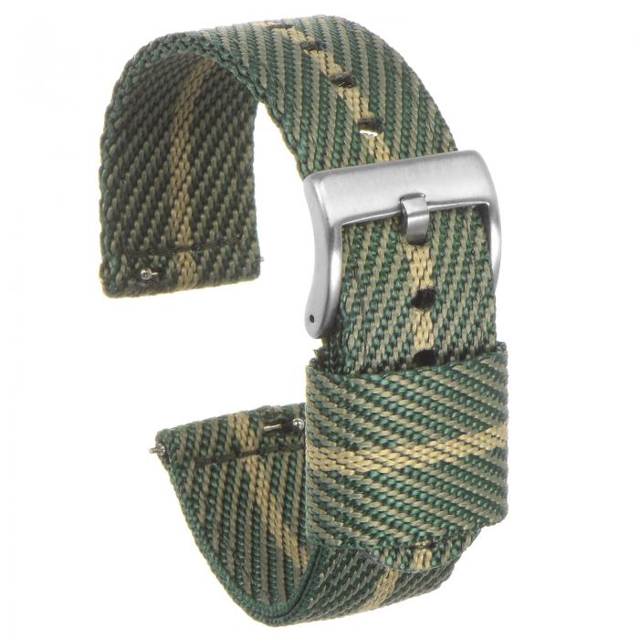 uxcell ナイロンストライプ時計バンド 20 mm幅 柔らかく心地よいなプレミアムナイロンストラップ シルバーバックル付き ユニバーサル 交換用 キャンバス時計バンド グリーン カーキ
