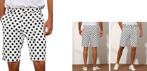 Lars Amadeus チノショーツ 水玉 ストレートフィット コンフォート メンズ ホワイト M
