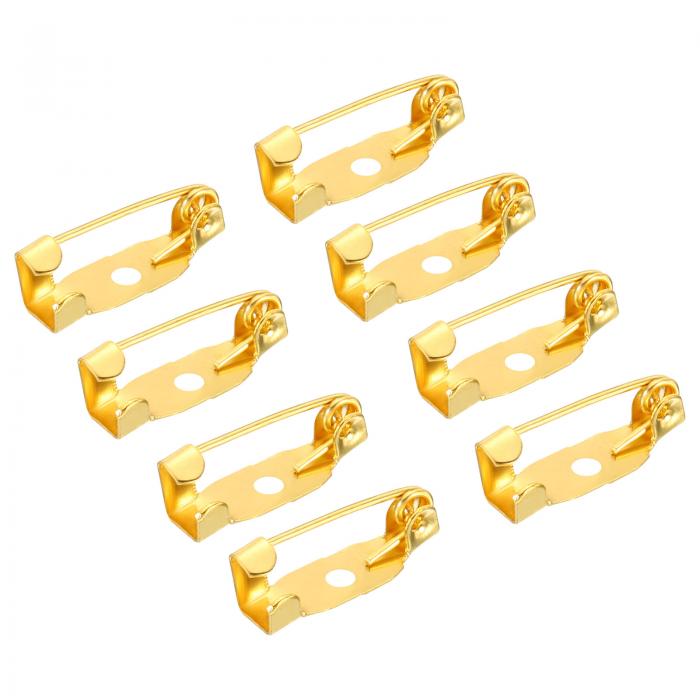 uxcell 安全バーピン 15 mm ブローチ クラスプピン バックス ID バッジ ネームカード タグ DIYクラフト用 ゴールドトーン 100個