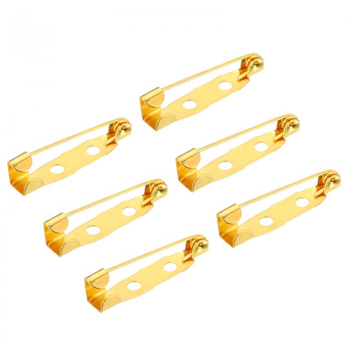 uxcell 安全バーピン 25 mm ブローチ クラスプピン バックス ID バッジ ネームカード タグ DIYクラフト用 ゴールドトーン 50個