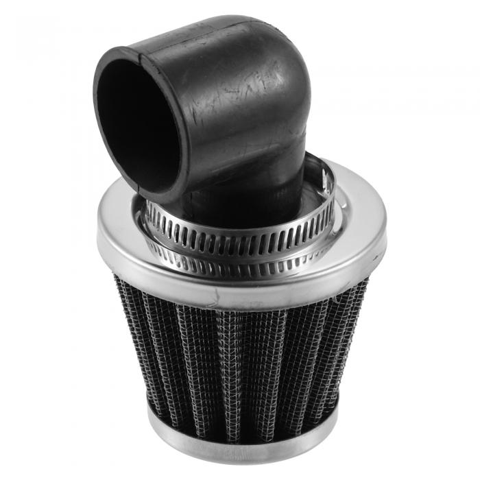 uxcell ユニバーサル 35mm 直角 コニカル エアフィルター クリーナー ラウンド テーパード 交換用 オートバイ シルバートーン
