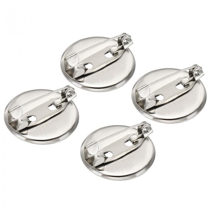 uxcell ブローチクラスプピンディスクベース 19 mm ブランクトレイ ID バッジ ネームカード タグ DIYクラフト用 シルバートーン 50個