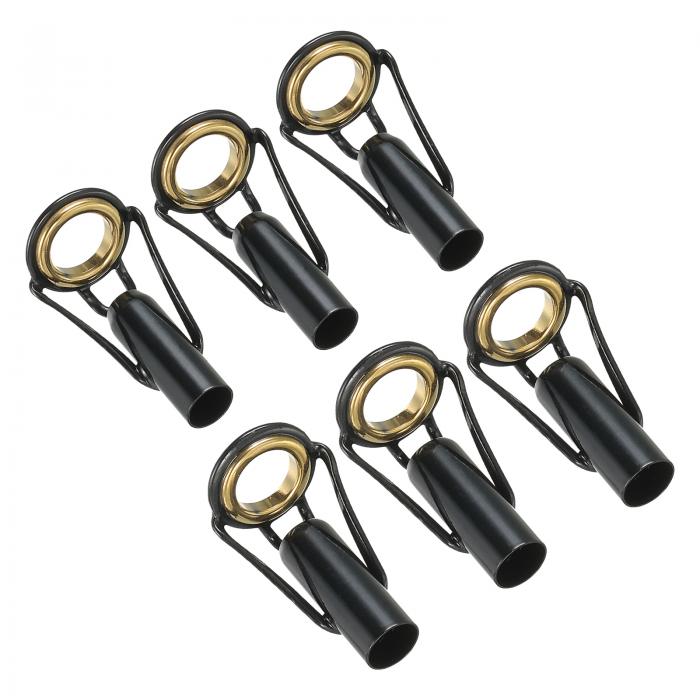 PATIKIL 釣り竿先端修理キット 5 mm/5.5 mmチューブ径 6個 ステンレスリングガイド 海水淡水釣り用 黒とゴー ルド