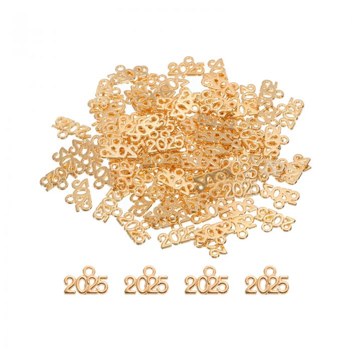 uxcell 2025年号チャーム 卒業年チャーム タッセル DIYジュエリー作り ネックレスブレスレット キーチェーン用 50個 ゴールデン