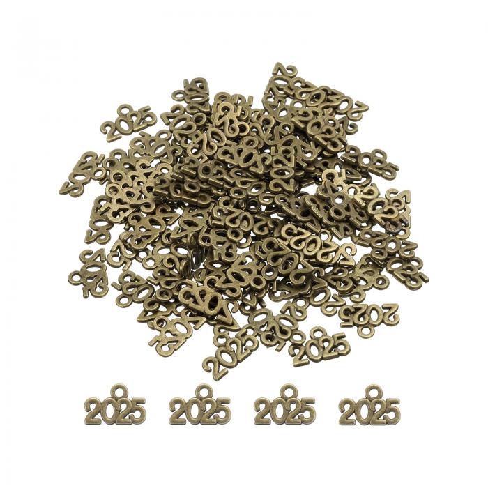 uxcell 2025年号チャーム 卒業年チャーム タッセル DIYジュエリー作り ネックレスブレスレット キーチェーン用 100個 ブロンズ