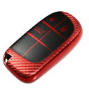 ACROPIX キーレスエントリー リモコンカバー キーフォブカバー カーボンファイバー柄 フィット TPU 3ボタン Dodgeに対応 Challenger ...