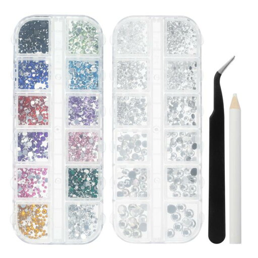 VOCOSTE ネイルラインストーン フラットバックラインストーン 多彩ネイルラインストーン ネイルアート 装飾 多彩 AB 透き通ったホワイト 3040個 1セット入り VOCOSTE ネイルラインストーン フラットバックラインストーン 多彩ネイルラインストーン ネイルアート 装飾 多彩 AB 透き通ったホワイト 3040個 1セット入り