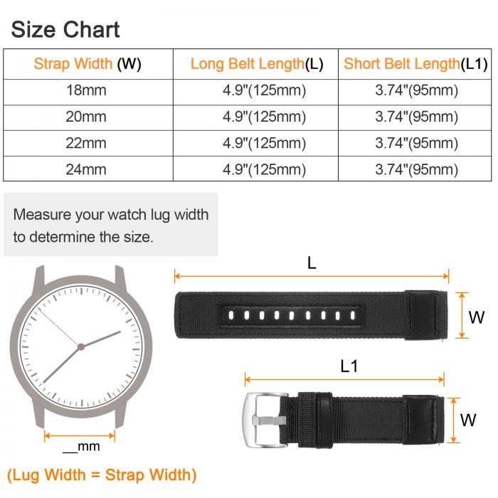 uxcell ナイロンウォッチバンド22mmクイックリリースキャンバスウォッチストラップ シルバーステンレススチールバックル付き メンズ・レディース用 黒