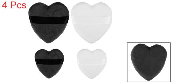 VOCOSTE ルースパウダーパフ 顔 柔らかい ハート型パフ ブレンダー 美容化粧道具 ショートプラッシュ ブラック ホワイト 4個 2