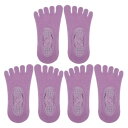 VOCOSTE ヨガソックス ファイブトゥソックス バレエソックス ノンスリップ グリップ付き 女性用 3ペア ライトパープル(4)