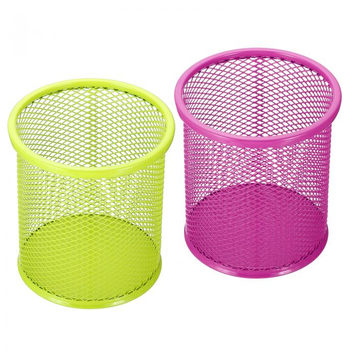 PATIKIL メッシュペンホルダー 2個 鉛筆ホルダー 鉛筆バスケット ペンカップ ロッカーオーガナイザー ラウンド メイクブラシホルダー デスクアクセサリー用 レッド グリーン