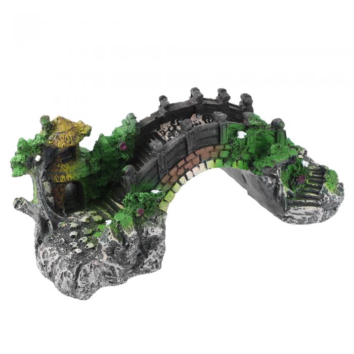 VOCOSTE 水族館の装飾 アーチ橋の装飾 樹脂 魚のアクセサリー 水生ペットの遊びと休息用 マルチカラー 18 cm長さ