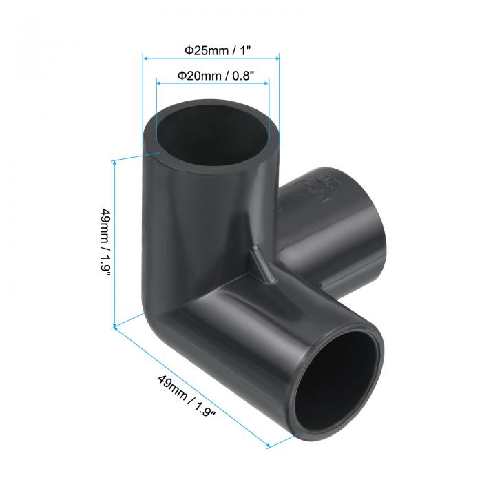 PATIKIL 20 mm U-PVC管継手 8個 3ウェイ エルボー サイドアウトレット ティー家具継手パイプコネクタ ガーデン灌漑サポート用 3