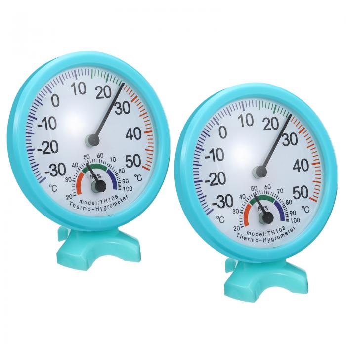 PATIKIL 75 mm 室内湿度計 2個 ミニ温湿度モニターゲージ ベース付き テラスルーム壁装飾用 ブルー