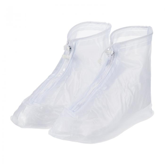 PATIKIL XXXL 防水靴カバー 1ペア PVC 再利用可能 滑り止めオーバーシューズ 雨よけ スノーブーツプロテクター ジッパー付き 男性用 女性用 雨の屋外 ホワイト