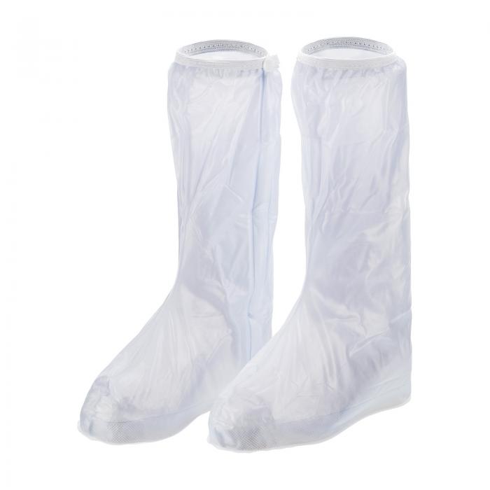 PATIKIL M 防水レインブーツ靴カバー 1ペア PVC 再利用可能 滑り止めオーバーシューズ 雨よけ スノーブーツプロテクター ジッパー付き 雨のアウトドア用 ホワイト