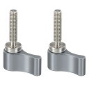 PATIKIL M4 17 mm オスネジ回転ノブ 2個 アルミニウム合金 調節可能なサムレバーネジ シングルウィング付き カメラ機器用 グレー(3)