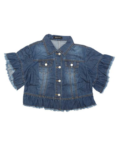 Allegra K ジャケット シャツ デニム トップス フリル 半袖 可愛い ジーンズ ペプラムヘム ヴィンテージ Y2K レディース ダークブルー S Allegra K ジャケット シャツ デニム トップス フリル 半袖 可愛い ジーンズ ペプラムヘム ヴィンテージ Y2K レディース ダークブルー S