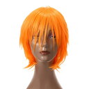 VOCOSTE コスプレウィッグ 短いふんわりストレートヘアかつら 28cm長さ ライトオレンジ かつら かつらキャップ付き