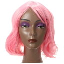 VOCOSTE 女性用コスプレかつら 35.5cmピンクカーリーかつら かつらキャップ