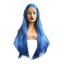 VOCOSTE レースフロントウィッグ 耐熱性 ロングストレートヘアウィッグ 女の子の日常用 61 cm ブルー