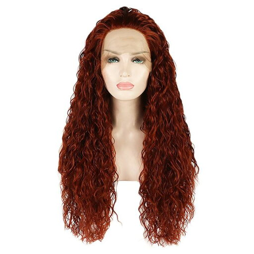 VOCOSTE レースフロントウィッグ 耐熱性 ロングウォーターウェーブウィッグ 女の子の日常用 61 cm レッドブラウン VOCOSTE レースフロントウィッグ 耐熱性 ロングウォーターウェーブウィッグ 女の子の日常用 61 cm レッドブラウン