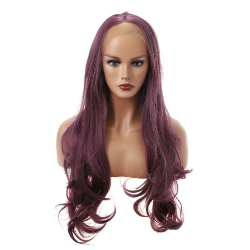 VOCOSTE レースフロントウィッグ 耐熱性 ロングナチュラルカーリーウィッグ 女の子の日常用 61 cm パープル VOCOSTE レースフロントウィッグ 耐熱性 ロングナチュラルカーリーウィッグ 女の子の日常用 61 cm パープル