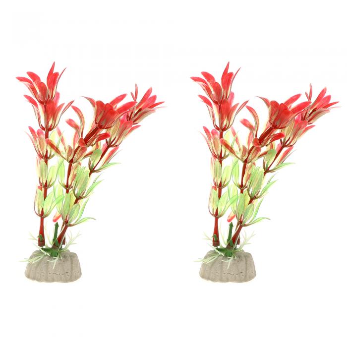 VOCOSTE 水族館プラスチック植物 人工水生植物 水槽 景観植物の装飾用 グリーン レッド 2個