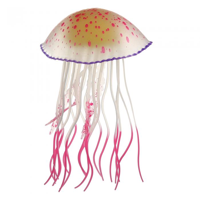 VOCOSTE 水槽クラゲデコレーション シリコーン 蛍光クラゲ グローオーナメント 水族館の装飾 吸盤付き ピンク 6.5x11.5 cmのサムネイル