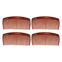 VOCOSTE クラシックサイドクリップヘアコーム 歯ヘアコームヘアクリップコーム プラスチック製 ブラウン 10cm 4個入り