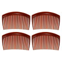 VOCOSTE クラシックサイドクリップヘアコーム 歯ヘアコームヘアクリップコーム プラスチック製 ブラウン 7.6cm 4個入り
