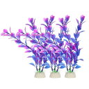 VOCOSTE 水槽水族館の装飾 プラスチック 水族館用人工水生植物 パープル 18.5cm 3個