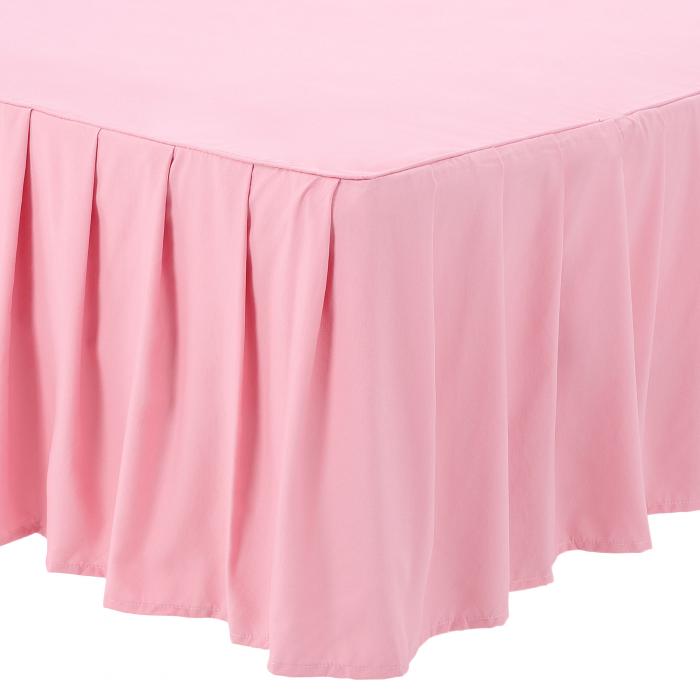 PiccoCasa ベッドスカート ポリエステル 北欧 無地 取り付け簡単 ベッドカバー フリル 洋式 エレガント エラストプラスト付き ベッド装飾 ピンク 150*200cm